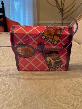 Vintage Barbie by Mattel Pink and Purple Travel Sticker Crossbody Purse